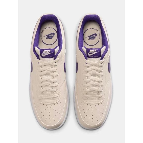 Nike Vision Lo Mens Size 10 Athletic Sneakers Shoes Cream Purple HM9429 100 - Picture 3 of 8